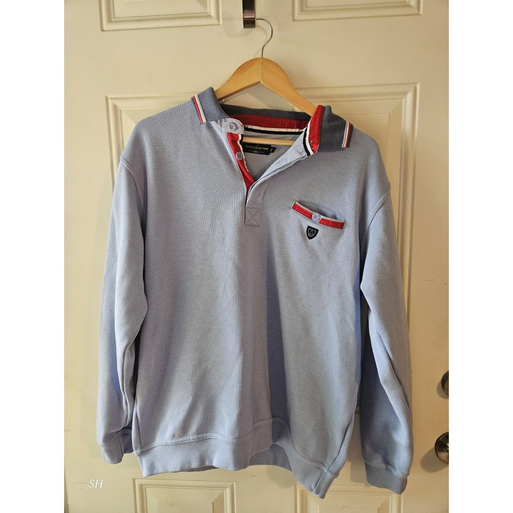Yacht Collection by Win's Men's XL Pullover Sweatshirt Blue‎ Nautical Rugby...